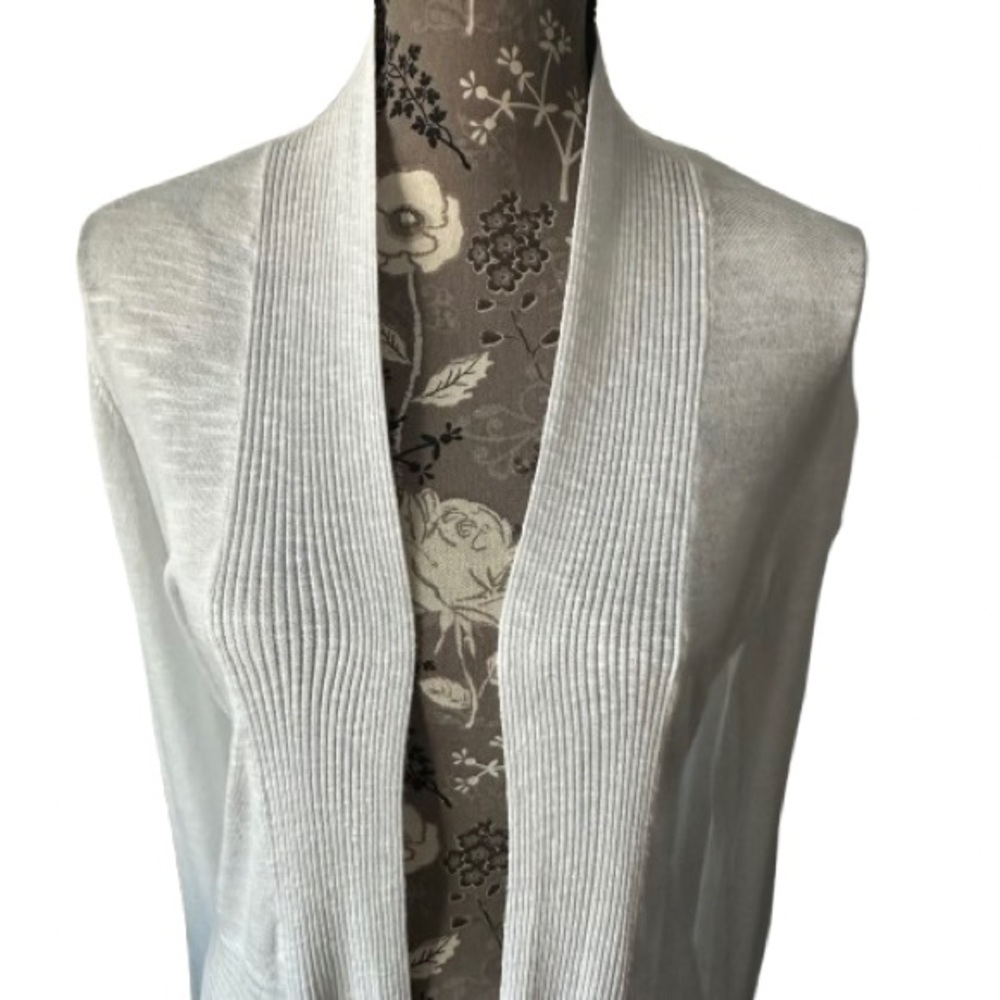 INC International Concepts Women's M White Sleeved Open Front Cardigan Sweater - Picture 3 of 11